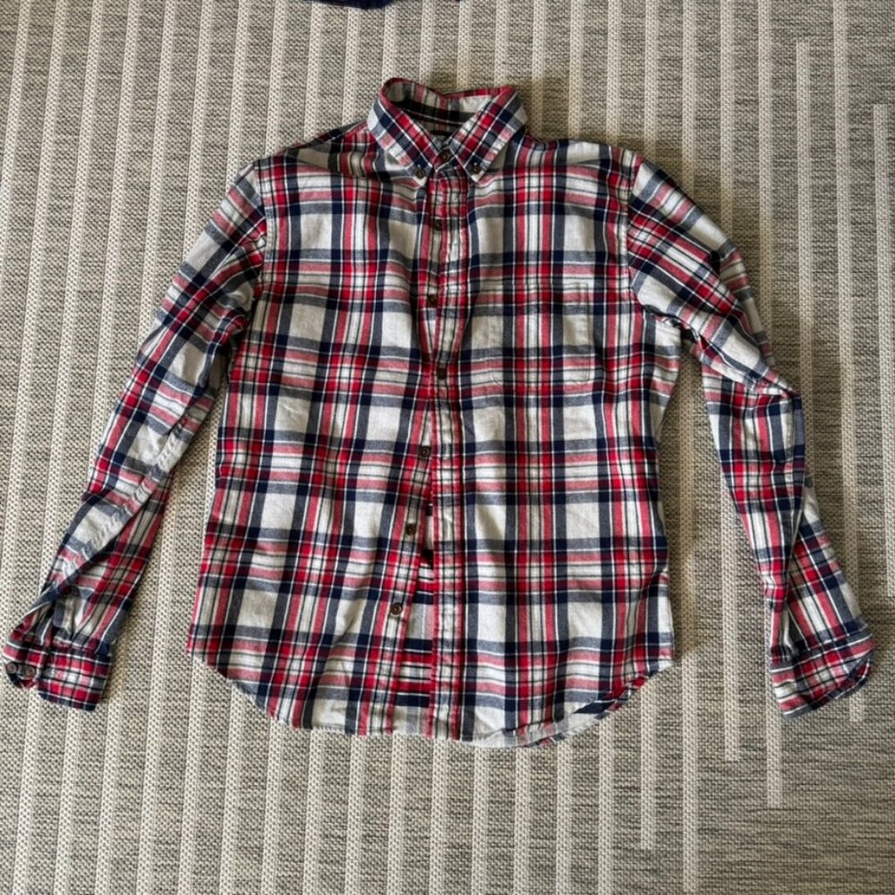 Lands' End Tailored Fit Flannel Shirt (Size M, 15-15.5")
